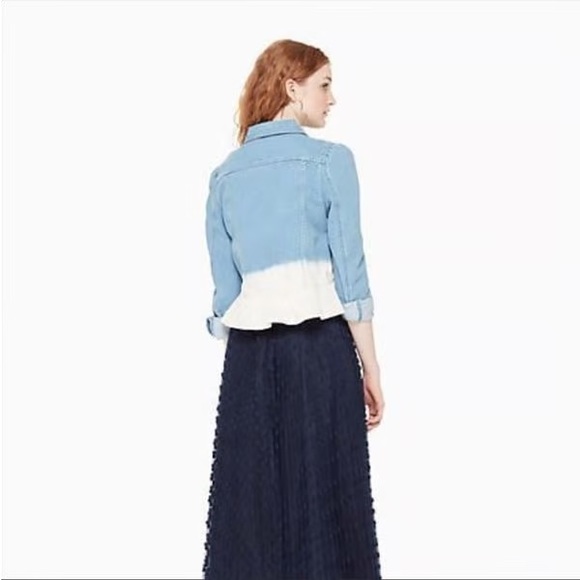 Kate Spade Bleach Dip Dye Denim Jacket Size L - Picture 3 of 7